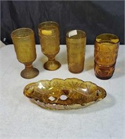 Amber colored collection of glass