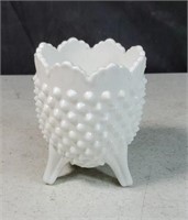 White hobnail dish approx 5 inches tall