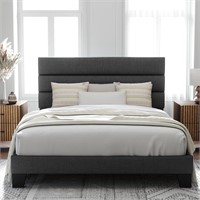 Queen Bed Frame with Fabric Upholstered Headboard