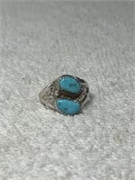 STERLING SILVER NATIVE AMERICAN TURQUOISE RING SZ