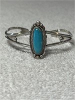 STERLING SILVER AND TURQUOISE CUFF BRACELET