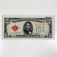 1928-B Red Seal $5 Bill UNCIRCULATED
