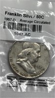Of) 1957-d  Franklin half dollar VF condition