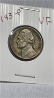 Of) 1943-p  Jefferson nickel silver VF condition