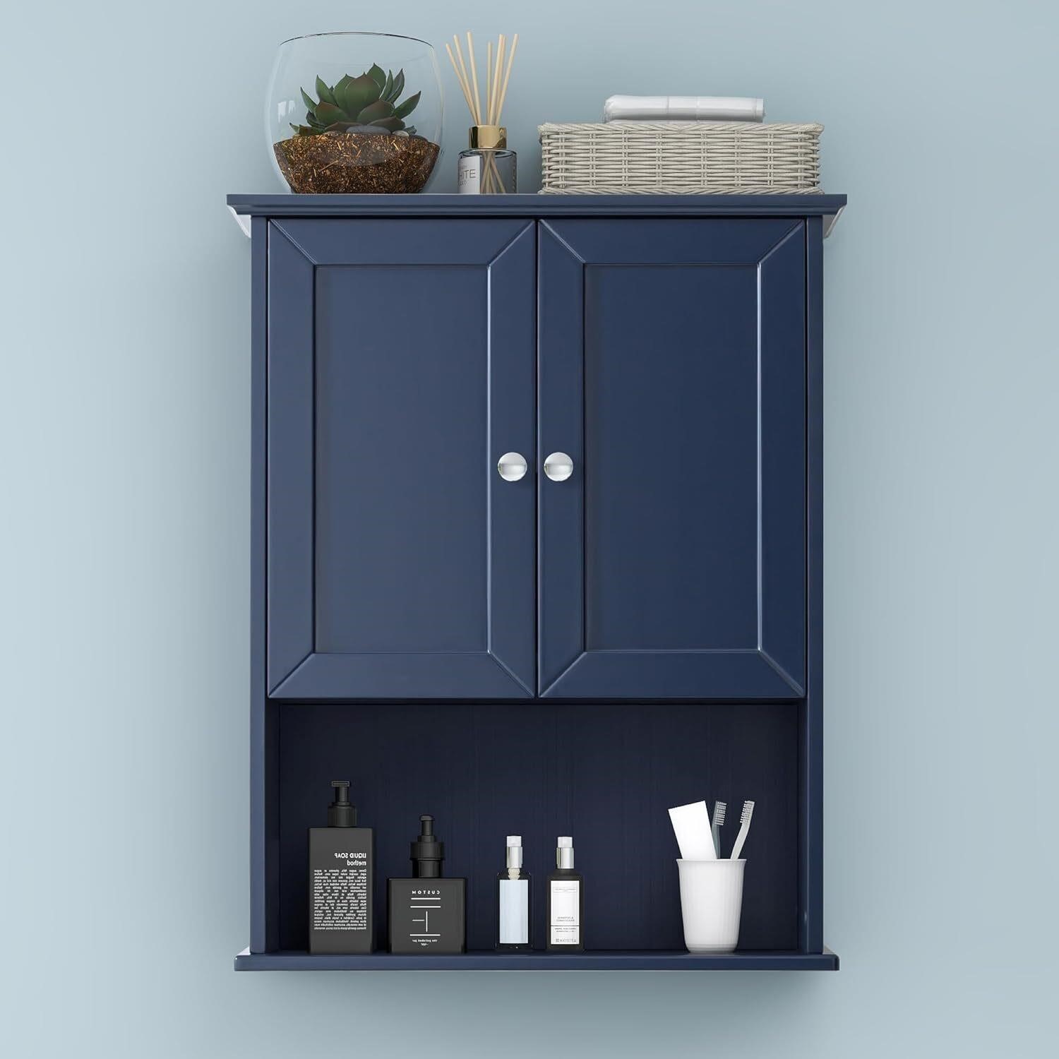 Bathroom Wall Cabinet Blue 24x30 in  2 Doors