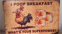 NEW METAL SIGN, FUNNY Superpower. Large approx 12