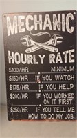 NEW METAL SIGN, Funny MECHANIC RATES. Large