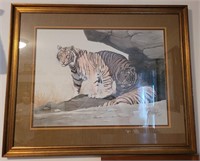 Guy Coheleach Print of Tigers in Frame, Signed