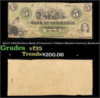 Rare 1859 Newbern Bank of Commerce 5 Dollars Obsol