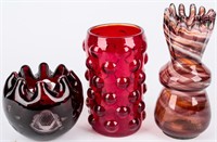 Blown & Bohemian Glass Vase Lot