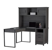 Realspace Hutch Charcoal W L-shape Corner Desk