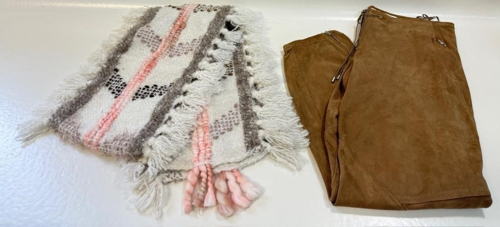 QUALITY VINTAGE SOFT SUEDE PANTS AND SCARF