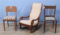 Upholstered Rocking Chair and Two Side Chairs