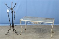 Wrought Iron Plant Stand and Coffee Table