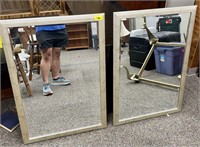 Two Matching Silver Beveled Glass Mirrors