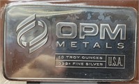 OPM Metals 10 Troy Ounces Silver Bar