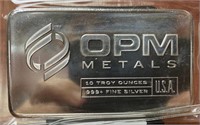 OPM Metals 10 Troy Ounces Silver Bar