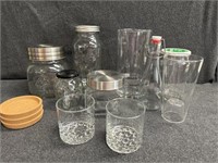 Bubble bottom tumblers(2), Glass canisters