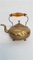 ANTIQUE COPPER KETTLE WITH AMBER GLASS HANDLE
