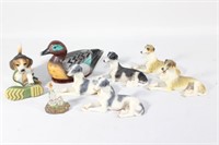 Mixed Lot of Knick-Knacks- Dogs, Duck, Lighthouse