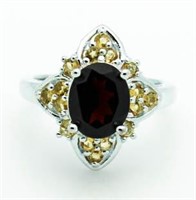 Oval 3.00 Garnet & Golden Citrine Dinner Ring