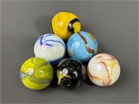 Six 1" Vintage Shooter Marbles