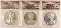 3 Pieces Perfect 2011-(S) Silver Eagles.
