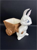 Ceramic Bunny Pulling Cart Planter