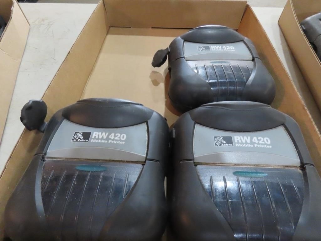 (3)Zebra RW 420 mobile printer.