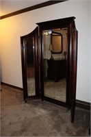 Large Wood Framed Tri-fold Full Length Mirror