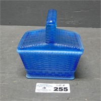 Westmoreland Blue Opalescent Glass Basket
