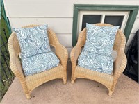 (2) wicker chairs with cushions