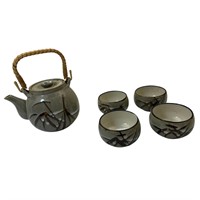 Vintage Ceramic Tea Set with Teapot and Cups