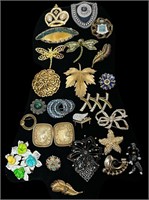 Collection Vintage Costume Rhinestone Brooches