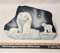 Polar Bear Family Art on Slate-L HOPKINS/DOUCETTE