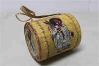 Vintage Ethiopian Leather Drum, Hand Painted  5.3H