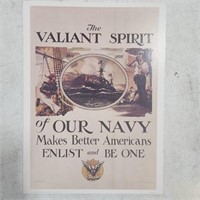 US Navy Print 1975 "The Valiant Spirit..", 14" x
