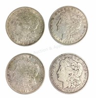 (4) 1921-d Morgan Silver Dollars, $1 Coins