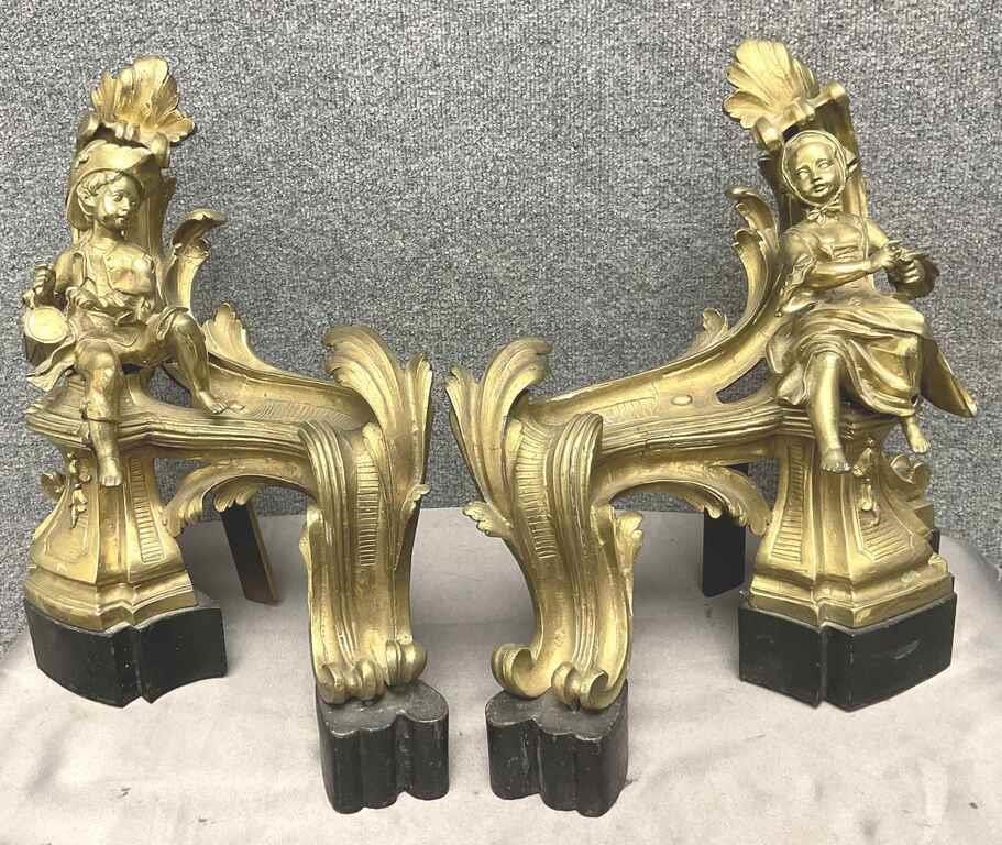 Pair of Antique French Style Andirons