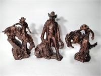 3 DHM Wild West Themed Ceramic Statues