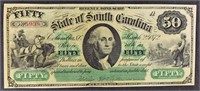 1872 $50 South Carolina Revenue Bond Scrip