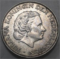 Netherlands 2 Â½  Gulden 1960 .72 Silver