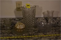 394: Assorted Crystal, vase, candle dish etc