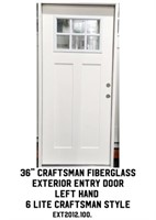 36" LH Craftsman Fiberglass Exterior Entry Door