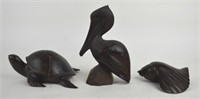 GROUP OF 3 CARVED ROSEWOOD SCULPTURES