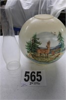 Vintage Deer Themed Glass Globe with Chimney(R1)
