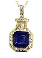 Asscher Cut 3.50 ct Sapphire Designer Necklace