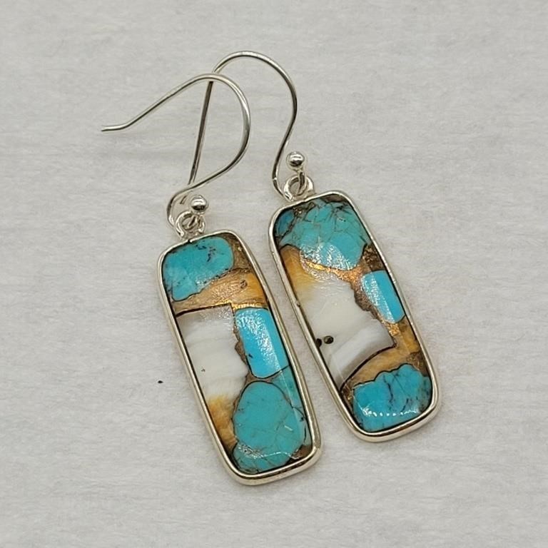 925 SILVER TURQUOISE DANGLE EARINGS