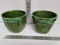 Two Vintage Pottery USA Flower Pots