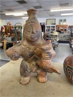 VTG 9.75" MEXICAN STATUE HOLDING BIRD